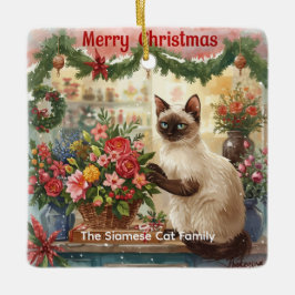 Katt julblomma arrangemang av floristisk Papper Julgransprydnad Keramik