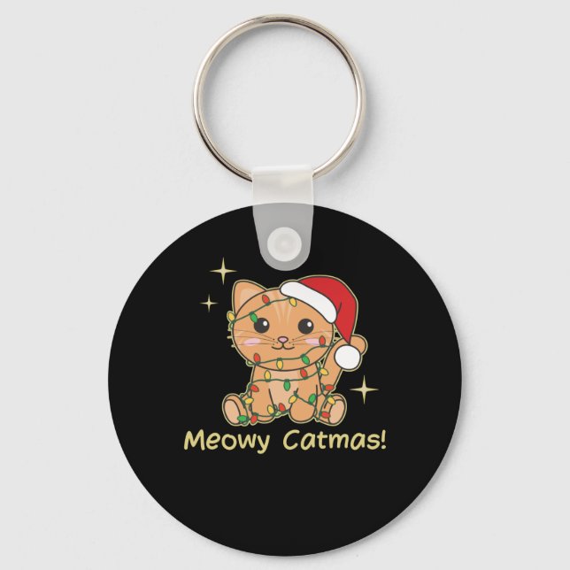 Katt juldjur Cute Cats Meowy Catmas Nyckelring (Framsida)
