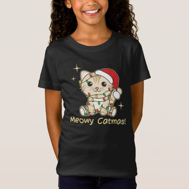 Katt juldjur Cute Cats Meowy Catmas T Shirt (Framsida)