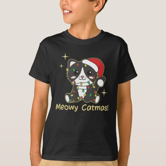 Katt juldjur Cute Cats Meowy Catmas T Shirt (Framsida)