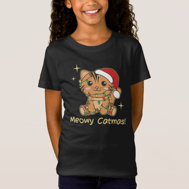 Katt juldjur Cute Cats Meowy Catmas T Shirt (Framsida)