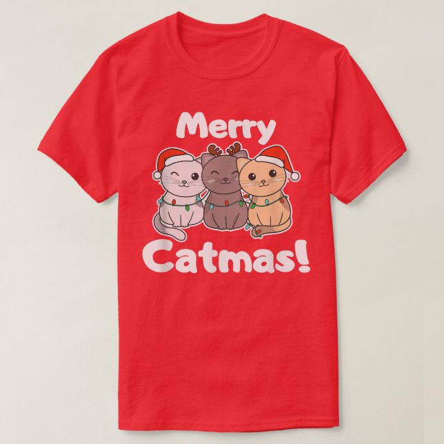 Katt juldjur Cute Cats Merry Catmas T Shirt (Design framsida)