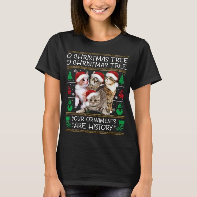 Katt Julfusnyj Julafton Ugly Julsötare C T Shirt (Framsida)
