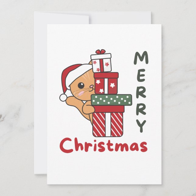 Katt julgåva Vinterdjur Katt Julkort (Framsida)