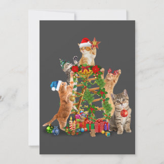 Katt Julgran Fula Jul Katt Mamma Katt Pappa Julkort