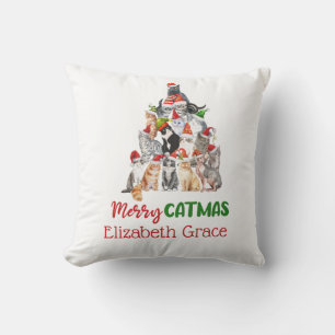 Katt Julgran Merry Catmus Kattälskare Present Kudde