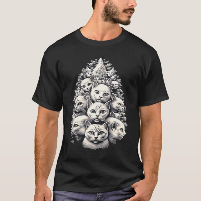 Katt Julgran  Xmas Katt T Shirt (Framsida)