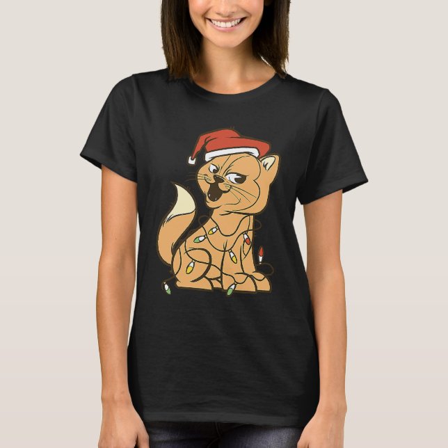 Katt julgransljus katt t shirt (Framsida)