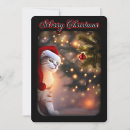 Katt Juli Cute Helgdag Ornamet Julafton Träd Snö Inbjudningar