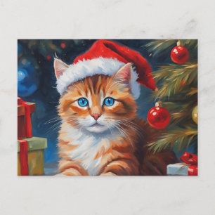 Katt, julklapp, prydnadsföremål helg vykort