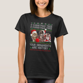 Katt julprydnad för Pajama-familjen - matchning T Shirt