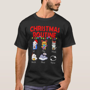Katt Julrutin Äta Lek Drick Titta Sova R T Shirt