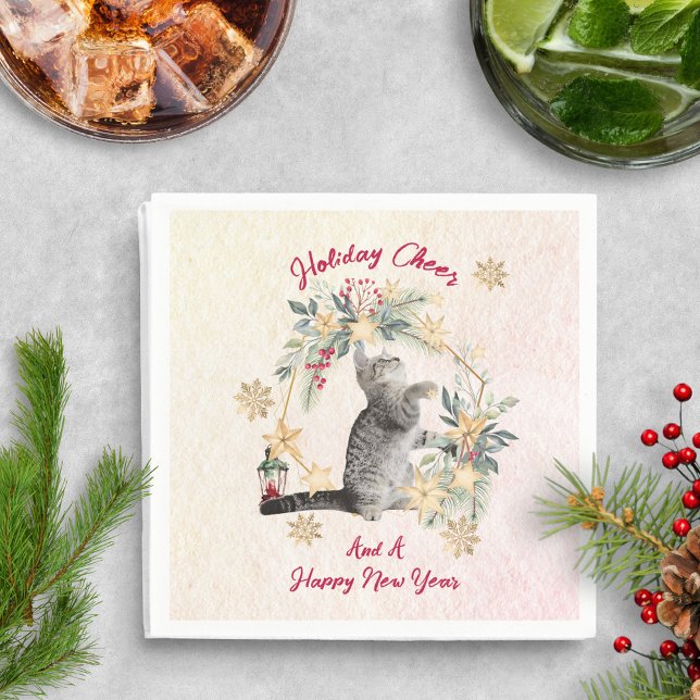 Katt Julservetter – Vinterkrans Design Pappersservett (Skapare uppladdad)