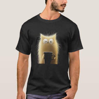 Katt Kaffe Älskare Söt Fluffig Kitty Morgonkaffe T Shirt