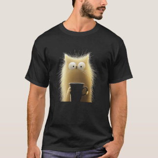 Katt Kaffe Älskare Söt Fluffig Kitty Morgonkaffe  T Shirt