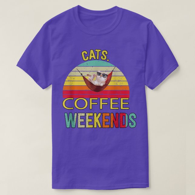 Katt Kaffe Helg Sarkastic Humor  T Shirt (Design framsida)
