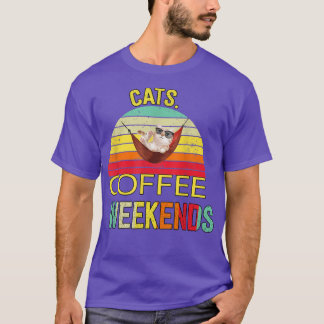 Katt Kaffe Helg Sarkastic Humor T Shirt