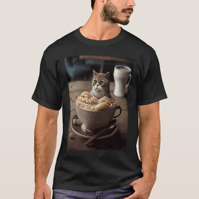 Katt Kaffe Nudlar T Shirt (Framsida)