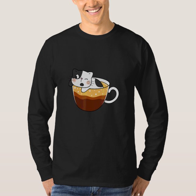 Katt   Kaffe   och Baristor T Shirt (Framsida)