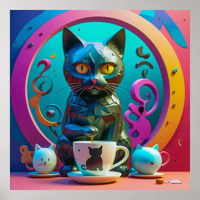 Katt, kaffe och Färg Poster (Framsidan)