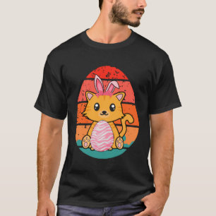 Katt Kanin Glad Påskägg Retro Män Kvinnor Barn T Shirt