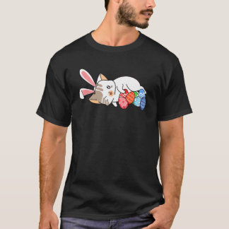 Katt Kanin Öron Ägg Jakt Påsk Söt Kattunge Katt T Shirt