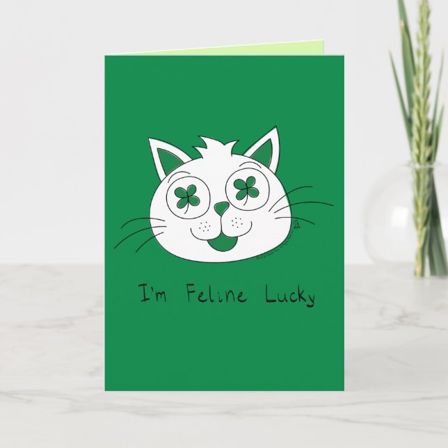 Katt känner Lucky St. Patrick-dagen Kort (Framsida)