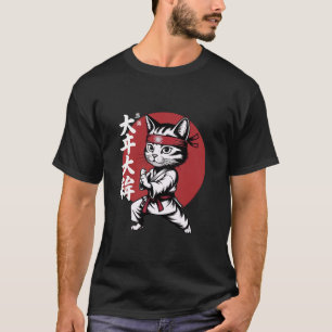 Katt Karate Judo Japan Japansk Flagga Rolig Grafik T Shirt