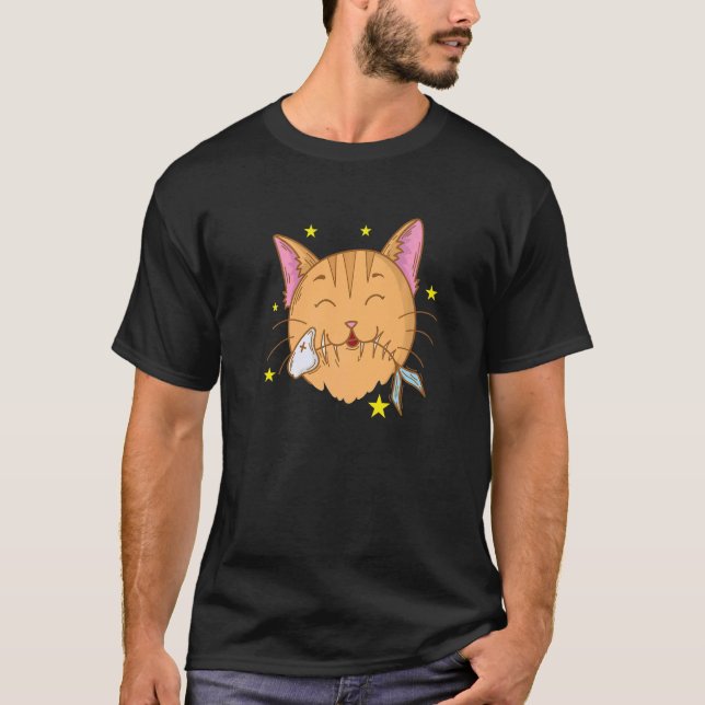 Katt kärlek Fisk och livsmedel T Shirt (Framsida)
