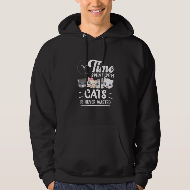 Katt Kärlek som tillbringas med katt Slösas aldrig Hoodie (Framsida)