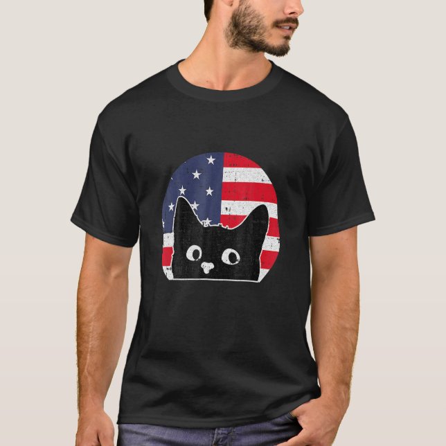 Katt Kat 4 H, Kitten Patriotic Pet T Shirt (Framsida)