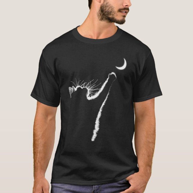Katt Katt Med Måne T Shirt (Framsida)