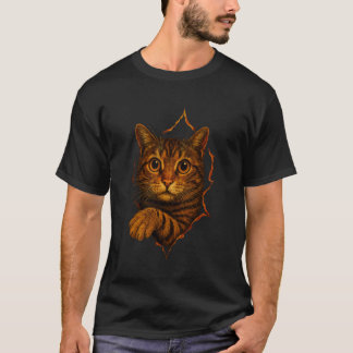 Katt, Katt T-shirt, Katt Sönderriven Tyg, Kattunge T Shirt