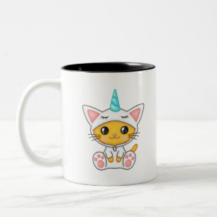 Katt Kattdjur Kitten Kawaii Tecknad Unicorn Whiske Två-Tonad Mugg