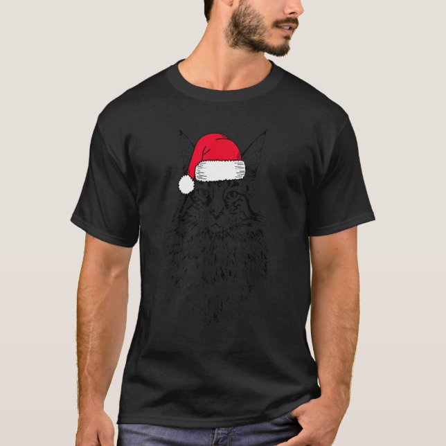 Katt Kattdjur Tomte Jul Katt T Shirt (Framsida)