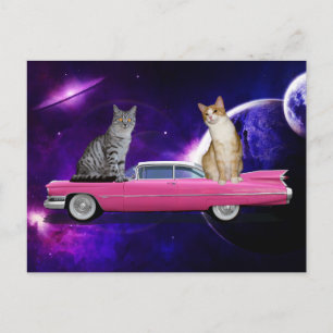 KATT KATTER I RYMDEN PÅ ETT ROSTA CADDY POSTKORT VYKORT