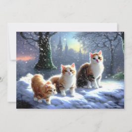 Katt, katter i snö-julkortet julkort