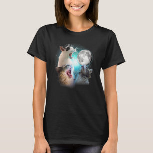Katt Katter jamar mot månen Katt T Shirt