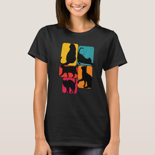 Katt katter Retro T Shirt (Framsida)