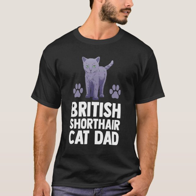 Katt  Kattpappa Päls Förälder Brittisk Korthår Kat T Shirt (Framsida)