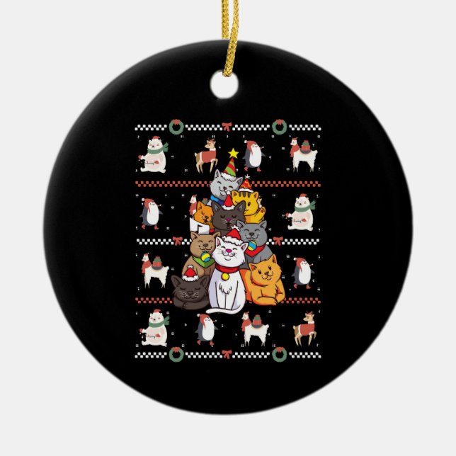 Katt - Kattträd jul Julgransprydnad Keramik (Framsidan)