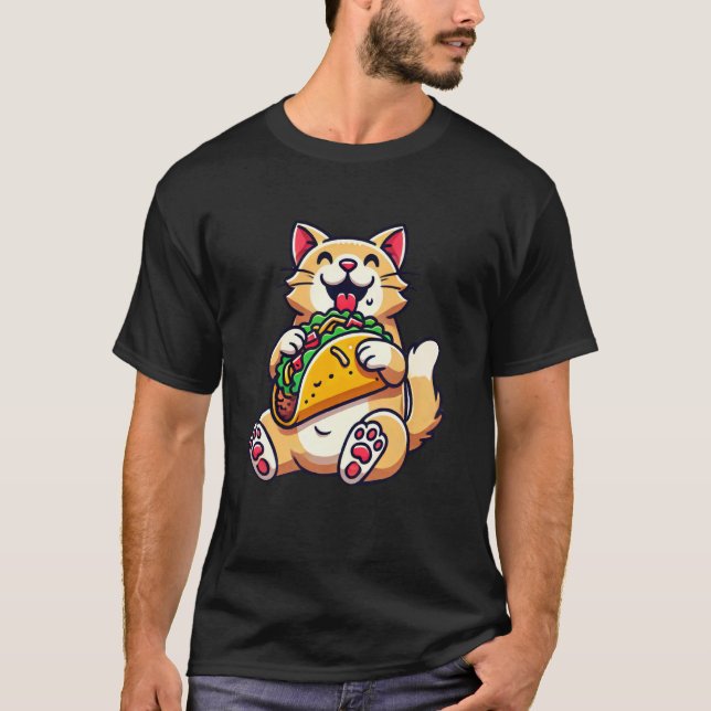 Katt Kattunge Äter Taco T Shirt (Framsida)