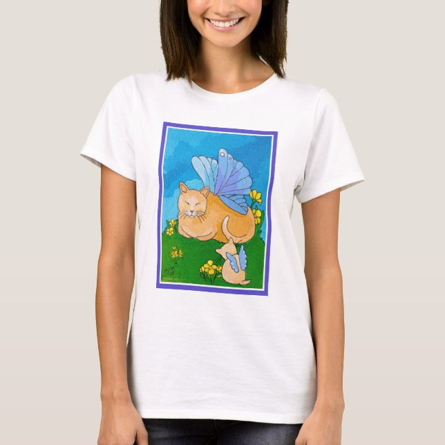 Katt & kattunge för fjäril felik tee (Framsida)