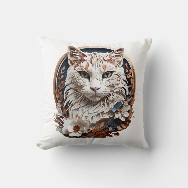 katt,kattunge med blomma kudde (Framsida)