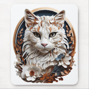 katt,kattunge med blomma musmatta