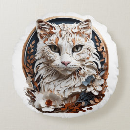 katt,kattunge med blomma rund kudde