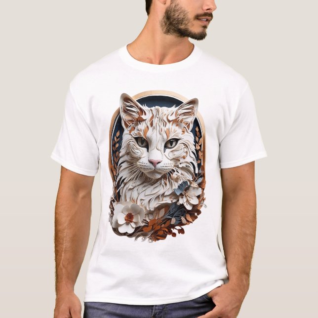 katt,kattunge med blomma t shirt (Framsida)