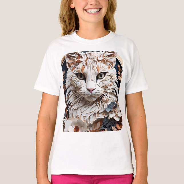 katt,kattunge med blomma t shirt (Framsida)