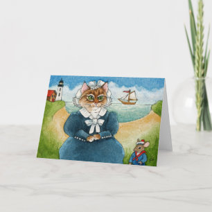 Katt, kattunge, mus, fyr, folkkonst kort