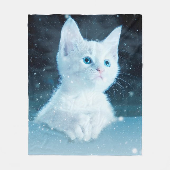 Katt kattunge snö art av djur fleecefilt (Framsidan)